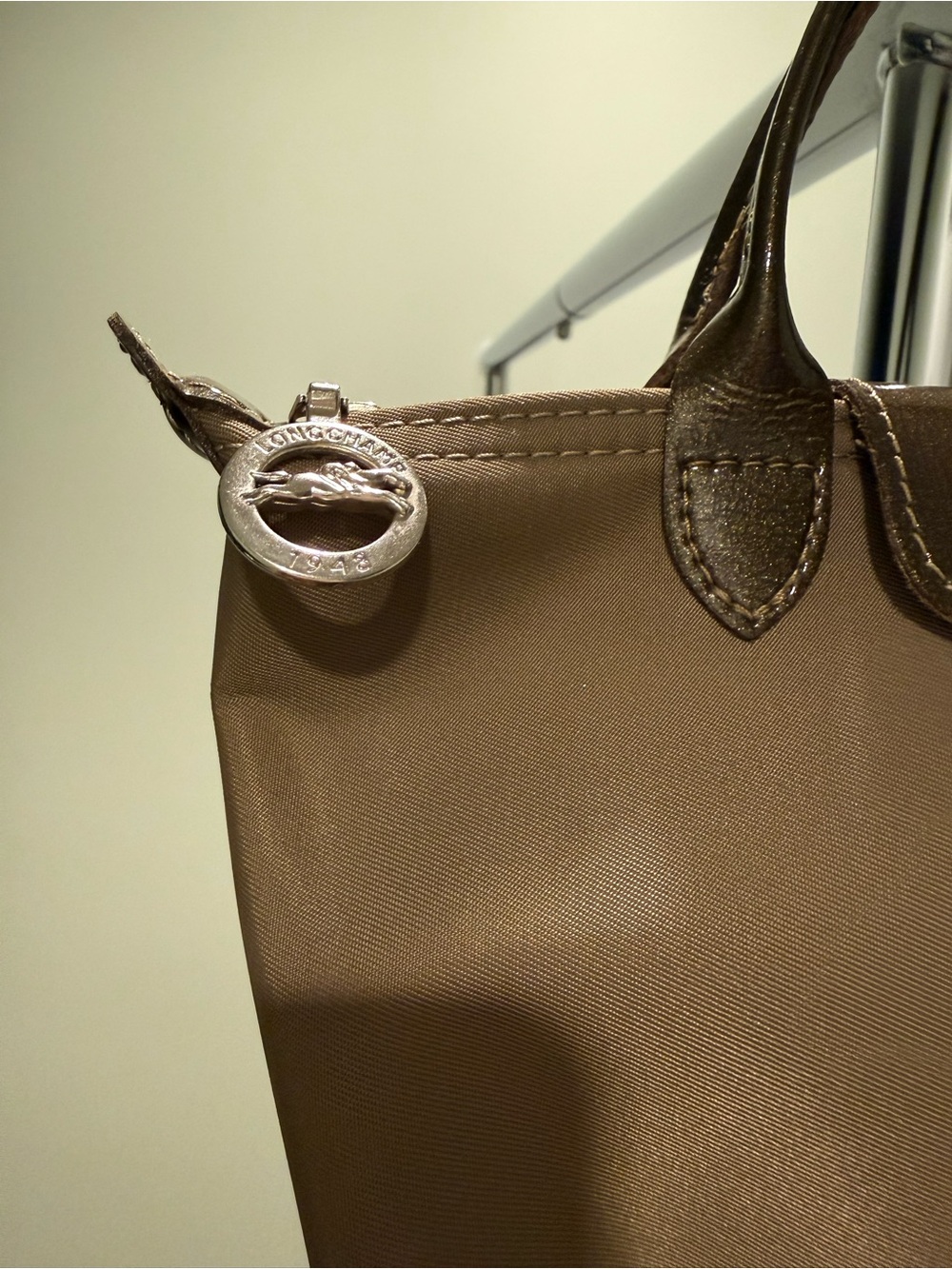 Longchamp Mini Nylon Patent Leather Handbag Made in France Discontinued - Picture 2 of 14